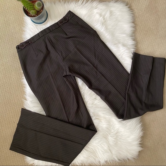 PAUL SMITH BLACK LABEL Brown Wool Striped Full Length Trousers - Picture 10 of 10